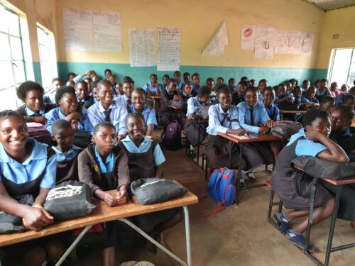 Girls and young women at Ngandu School learning about HIV prevention and Girls' Empowerment through The Butterfly Tree peer education programme.